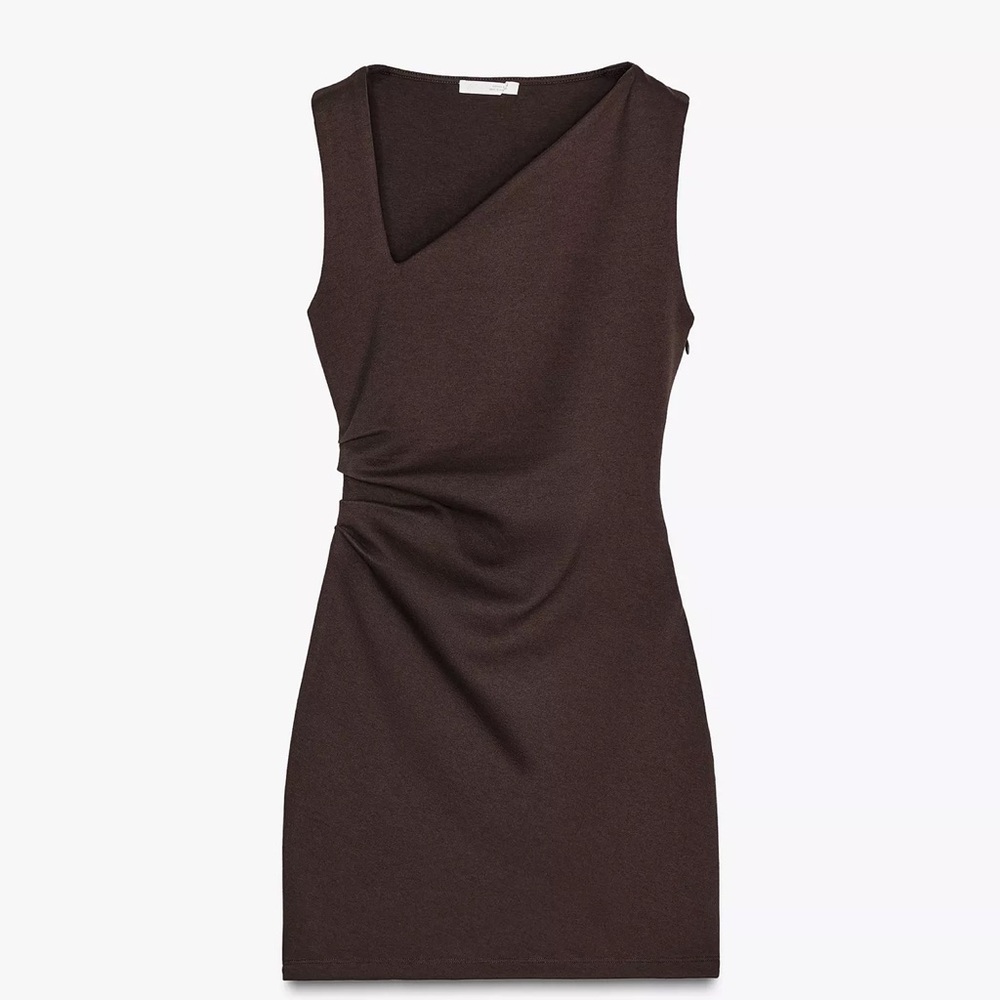 Zara Elegant Brown Sleeveless Dress